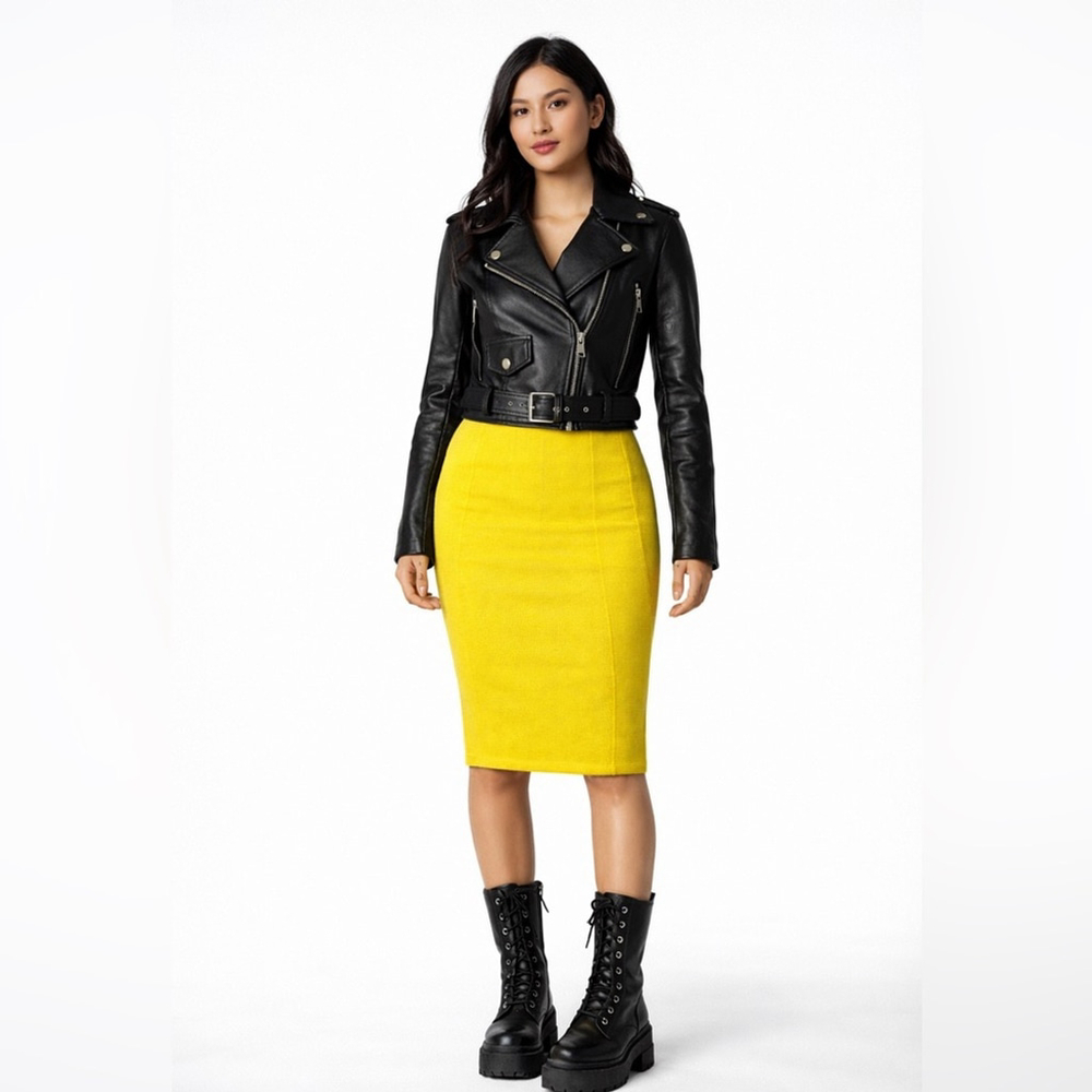 20.52 Bright Yellow Cotton Pencil Skirt – Size 8